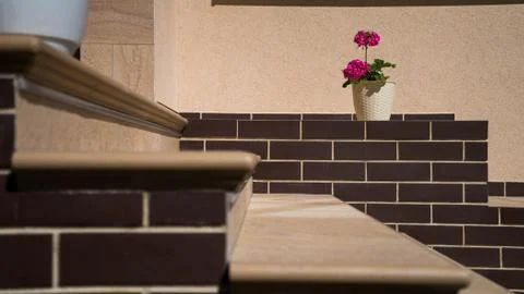 Steps lined with tiles, stone Stock Photos