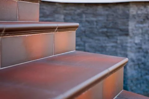 Steps lined with tiles, stone Stock Photos