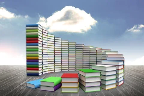 Steps made of books against sky Stock Illustration