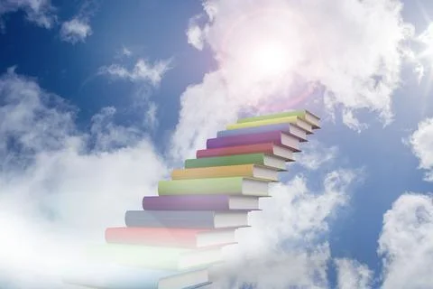 Steps made from books in the sky Stock Illustration