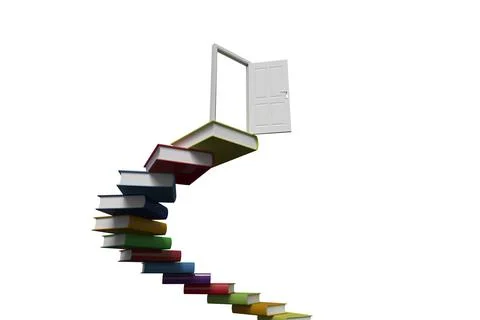 Steps made out of books with open door Stock Illustration