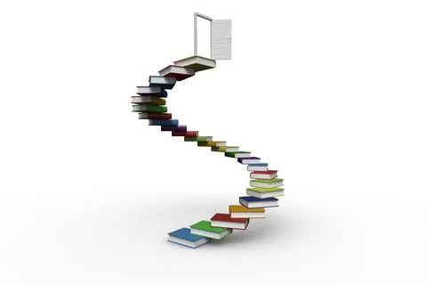 Steps made out of books with open door Stock Illustration