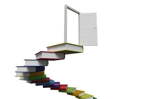 Steps made out of books with open door Stock Illustration