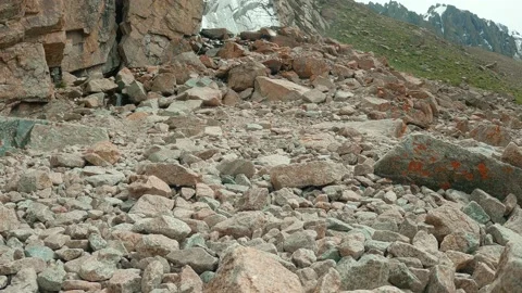 Steps on mountain stones Stock Footage 159473506