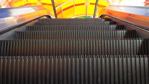 Steps moving escalator. Close-up. Stock Footage 114308738