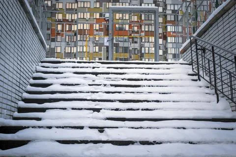 Steps not cleared of snow 写真素材