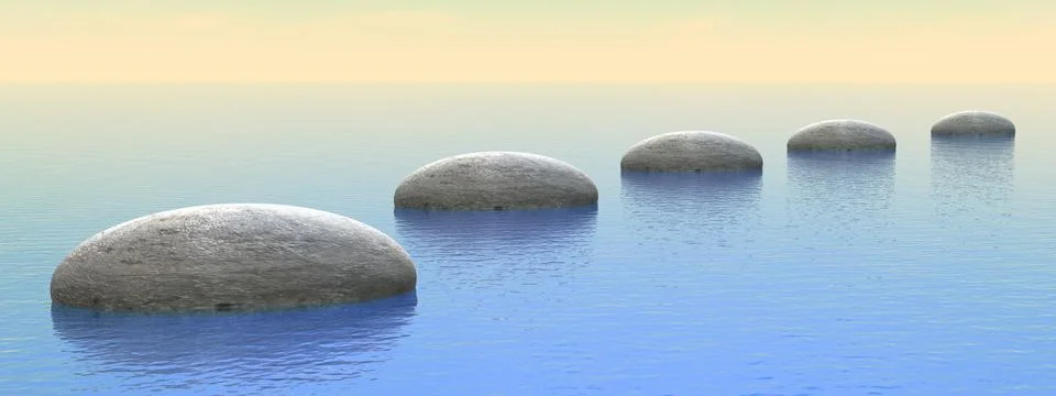 Steps on the ocean - 3D render Stock Illustration