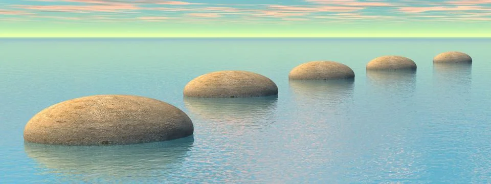 Steps on the ocean - 3D render Stock Illustration