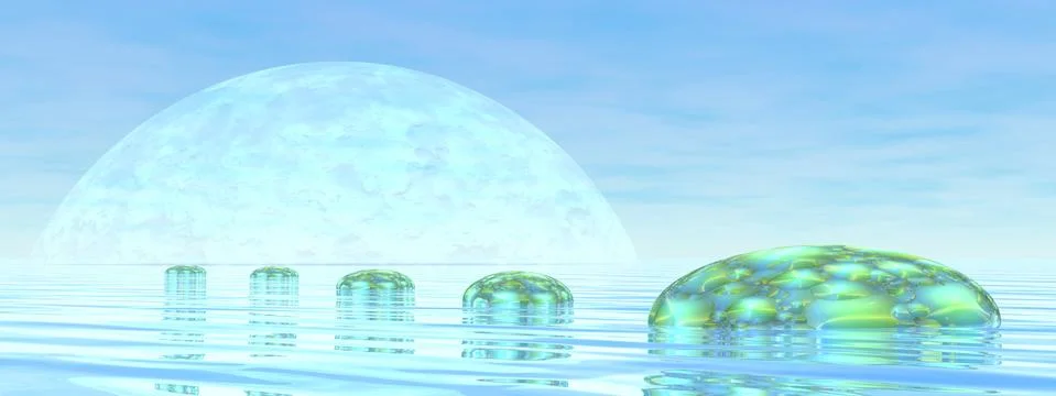 Steps on the ocean - 3D render Stock Illustration