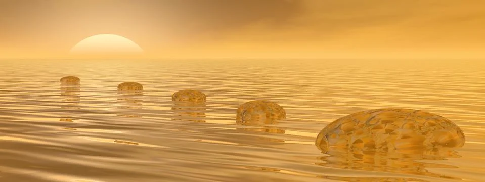 Steps on the ocean - 3D render Stock Illustration