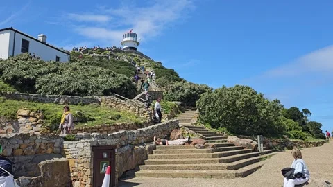 Steps to the Old Cape Point Lighthouse, Cape Peninsula, South Africa 8K 스톡 동영상 347956661