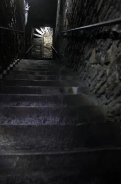 Steps in old castle Stock Photos