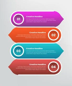Steps or business process infographic presentation with multicolored gradie.. Stock Illustration