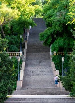 Steps in the park. A hard path ahead. Challenges and career growth Stock Photos