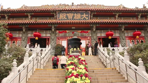 Steps to Po Lin Monastery, Hong Kong Stock Footage 59564923