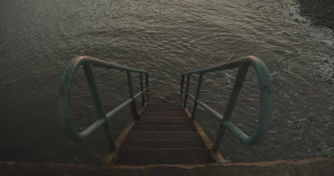 Steps into the Sea From Diving Tower Stock Footage 150088823