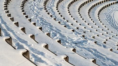 Steps in snow. Winter pattern background. Beauty in nature. Stock Photos