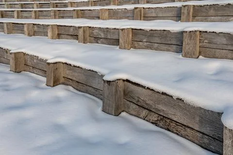 Steps in snow. Winter pattern background. Beauty in nature. Stock Photos