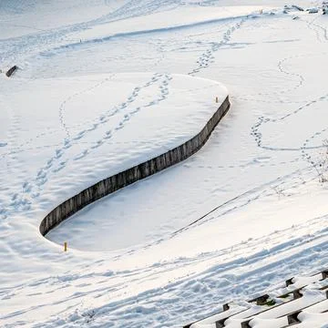 Steps in snow. Winter pattern background. Beauty in nature. Stock Photos