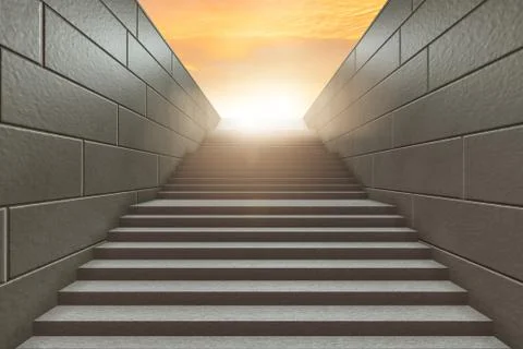 Steps on staircase leading to new challenges - 3d rendering Stock Illustration
