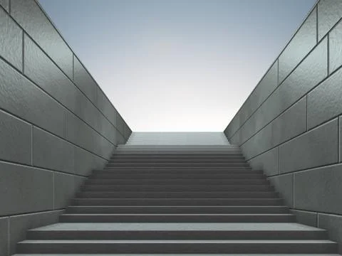 Steps on staircase leading to new challenges - 3d rendering Stock Illustration