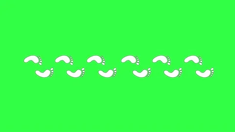 Steps to success Human Footprints animated cartoon icon on Green screen Back Stock Footage 134908511