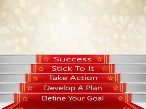 Steps To Success, Red carpet 3d Stock Illustration