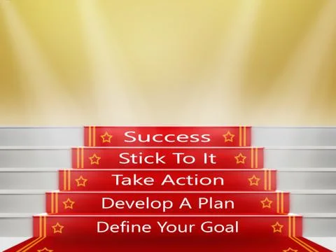 Steps To Success, Red carpet 3d Stock Illustration