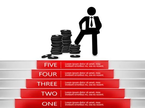 Steps To Success , Red carpet 3d businessman Stock Illustration