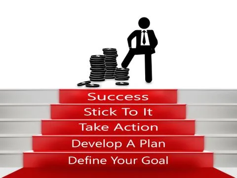 Steps To Success , Red carpet 3d businessman Stock Illustration
