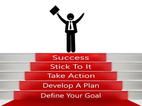 Steps To Success , Red carpet 3d businessman Stock Illustration