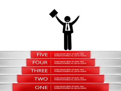 Steps To Success , Red carpet 3d businessman Stock Illustration