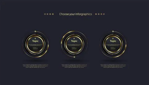 Steps of Three buttons Timeline infographics template and with a modern cirx Stock-Illustration