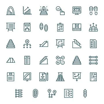 Steps Vector Icon Arsenal with 35 Retina Ready Regular Line Detail Enhanced.. Stock Illustration