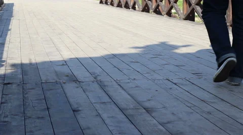 Steps on Wooden Bridge Stock Footage 46127788