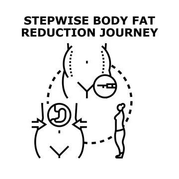 Stepwise body fat reduction journey concept process Ilustración de archivo