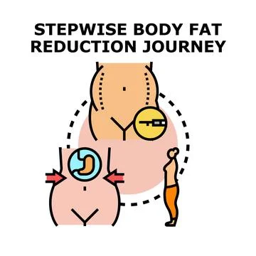 Stepwise body fat reduction journey concept process Ilustración de archivo
