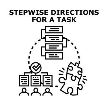 Stepwise directions for task completion and problem solving 스톡 일러스트