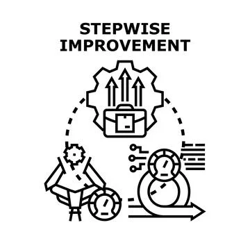 Stepwise improvement process developing business strategy management Stock Illustration