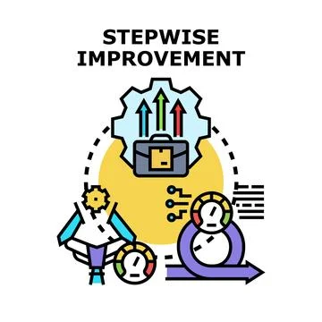Stepwise improvement process developing business strategy management Stock Illustration