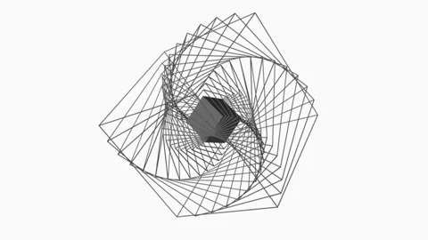 Stepwise rotation of wireframe cubes on white background. Seamless loop Video stock 274053103