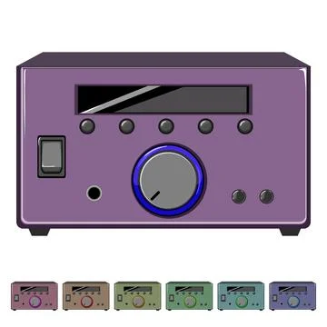 Stereo digital amplifier cartoon vector graphic Illustrazione stock
