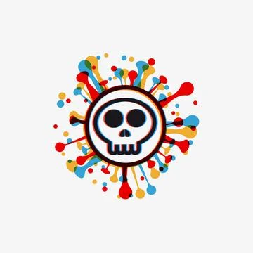 Stereo effect of a bacterium virus in the shape of a Skull shape Covid-19 cor Illustrazione stock