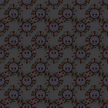 Stereo effect of a deadly virus Coronavirus SARS-CoV-2 seamless pattern. bact Illustrazione stock