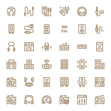 Stereo PIXEL Perfect Vector Set with 36 256x256 Bold Line Icons 스톡 일러스트