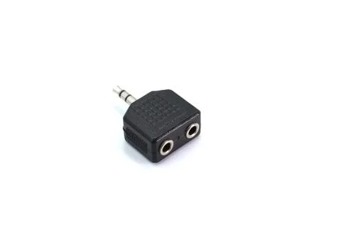 Stereo Plug To Dual RCA Jack Adapter isolated on white background. Stock Photos
