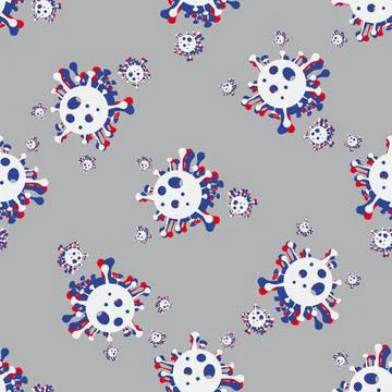 Stereo seamless pattern of a bacterium virus Coronavirus COVID-19 . Virus bac Stock Illustration