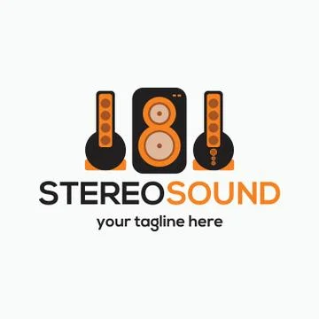 Stereo sound - simple flat speaker logo - speaker logo design Stock Illustration
