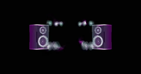 Stereo speaker made of 3d particles with sound animation. 3d render, abstract Stock Footage