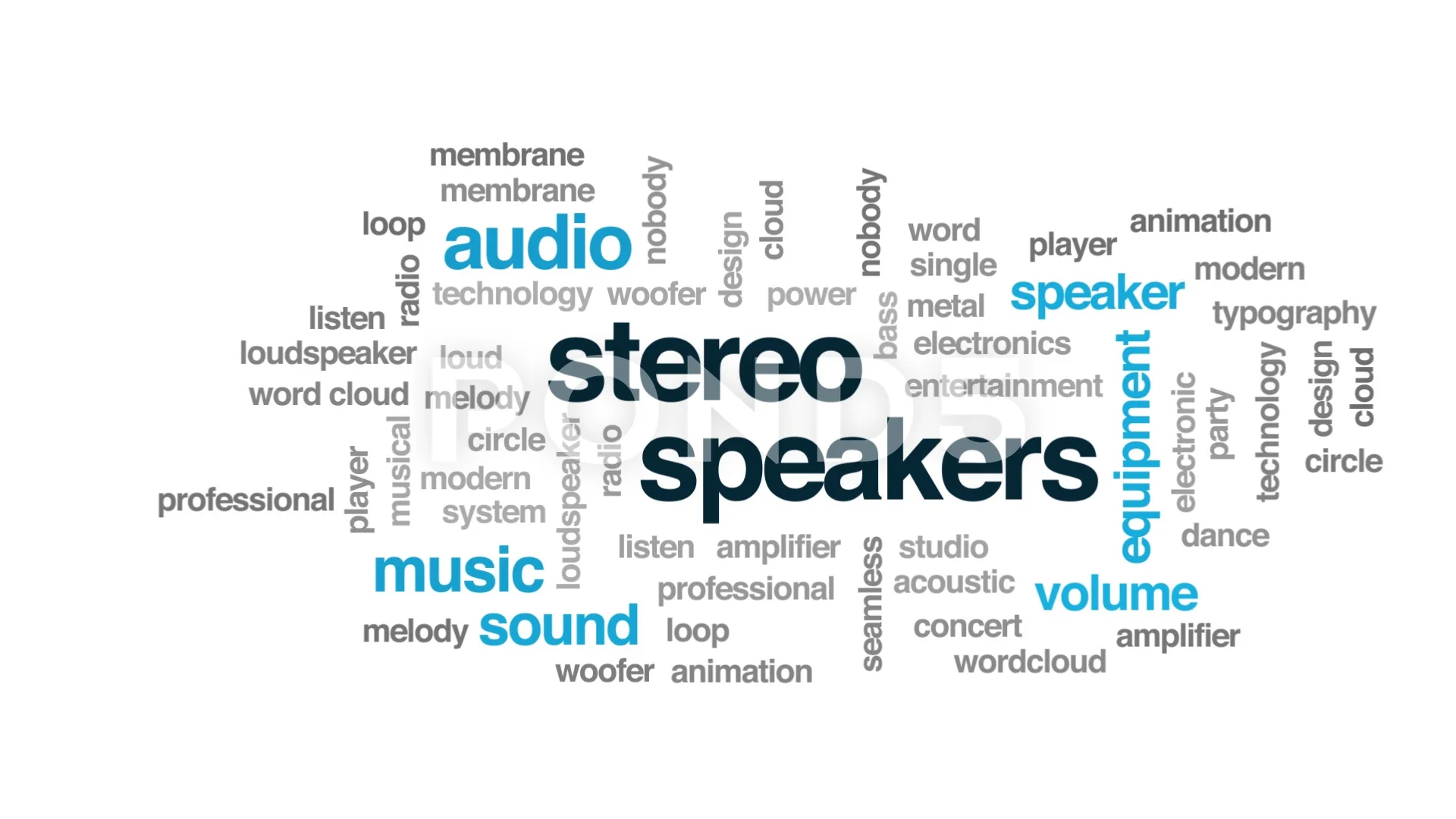 Stereo Speakers Animated Word Cloud Kin Stock Video Pond5